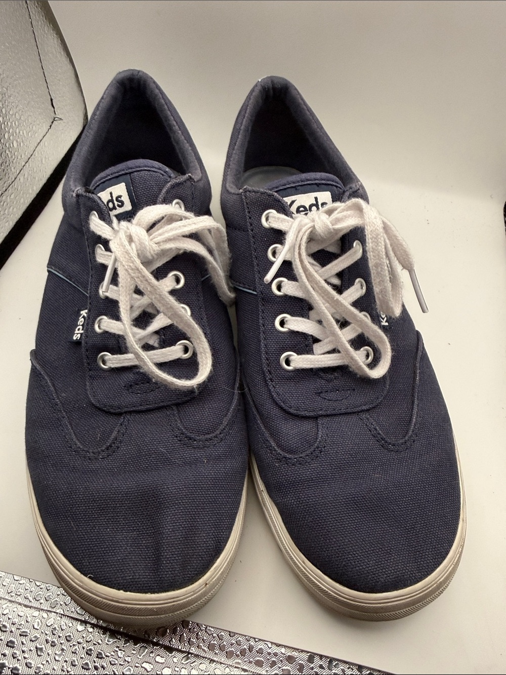 Keds Men's Navy Canvas Lace-Up Sneakers with White Laces
